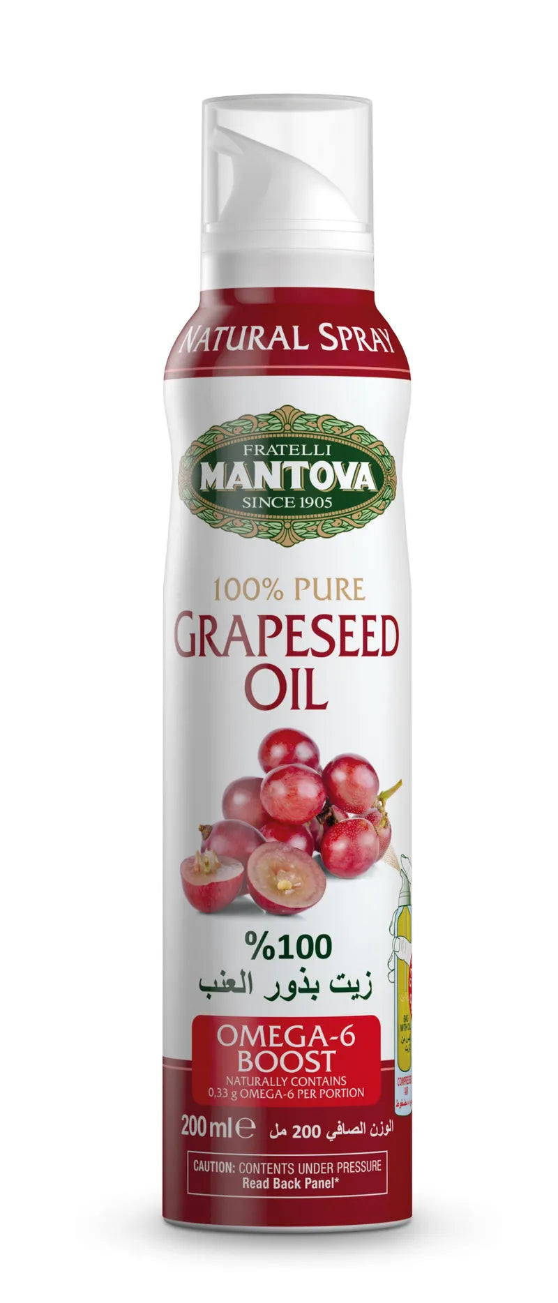 MANTOVA 100% Pure Grapeseed Oil Spray, 200ml