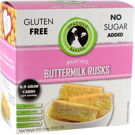 GRACIOUS BAKERS Banting Buttermilk Rusk, 250g, Keto friendly, Gluten free, Sugar free
