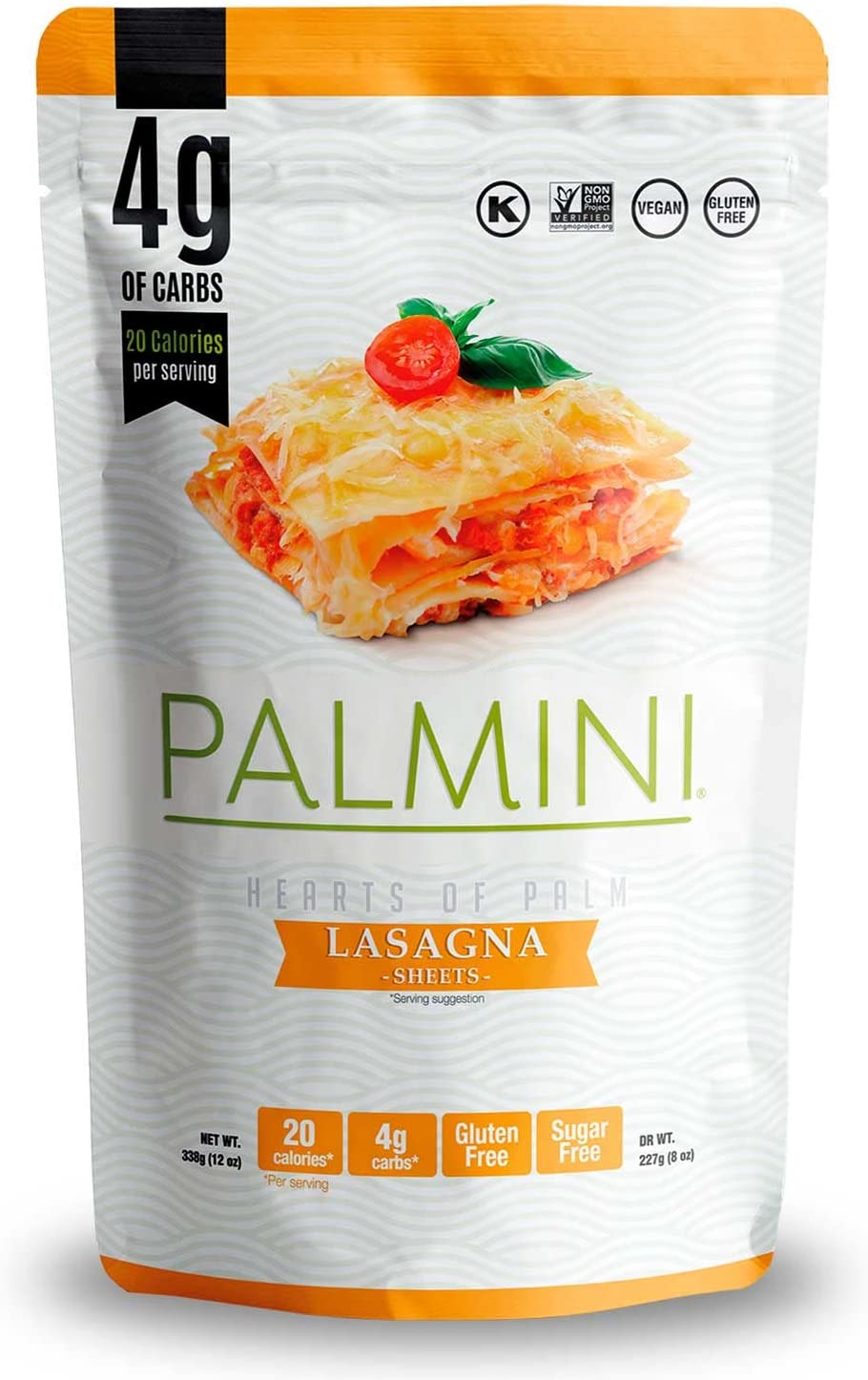 O.A. FOODS PALMINI Gluten Free Lasagna, 340g, Organic, Vegan, Non-GMO, Sugar Free