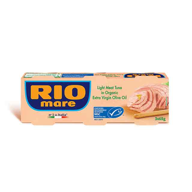RIO MARE Light Meat Tuna in Organic Extra Virgin Olive Oil, 65g - Pack of 3