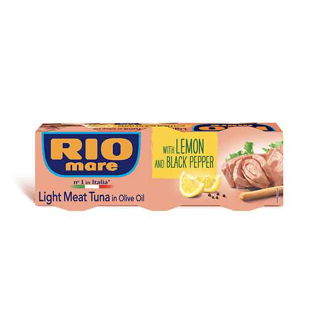 RIO MARE Light Meat Tuna in Olive Oil with Lemon and Black Pepper, 80g - Pack of 3