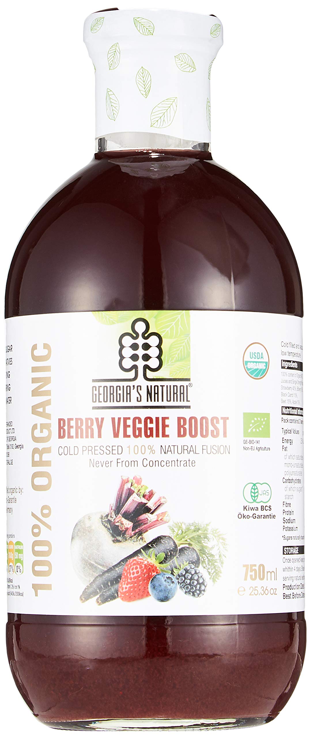 GEORGIA'S NATURAL Organic Berry Veggie Boost Juice, 750ml
