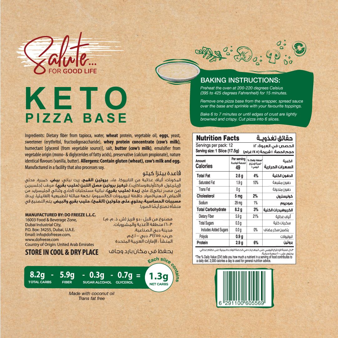 SALUTE Keto Pizza Base, 210g - Pack Of 2, Keto-friendly, Diabetic-friendly