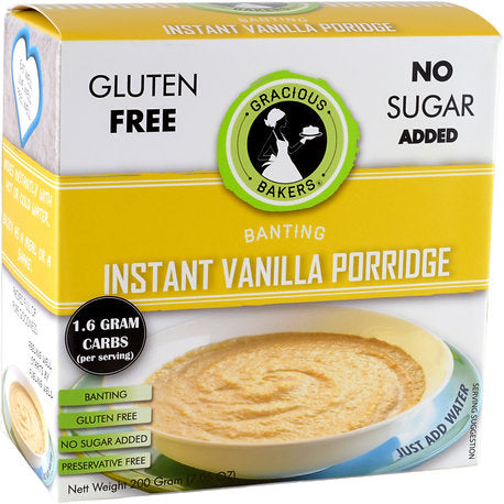 GRACIOUS BAKERS Banting Instant Vanilla Porridge, 200g, Keto friendly, Gluten free, Sugar free
