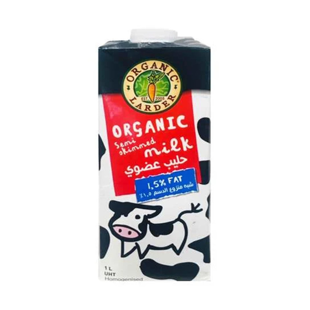 ORGANIC LARDER Semi Skimmed Milk, 1.5% Fat, 1L - Organic