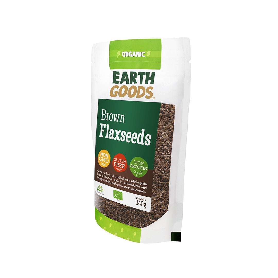 EARTH GOODS Organic Brown Flaxseeds, 340g - Organic, Vegan, Gluten Free, Non GMO