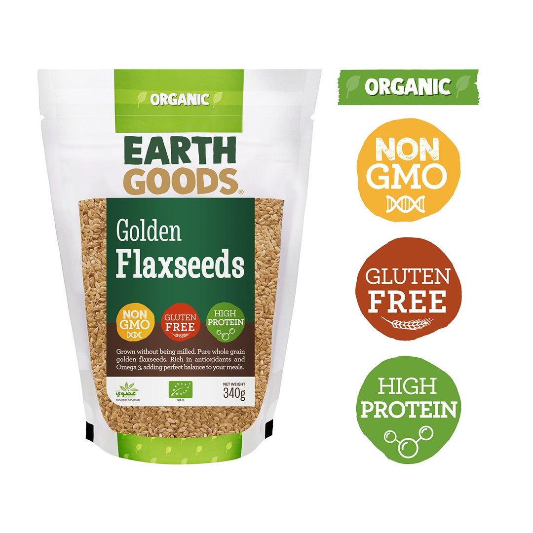 EARTH GOODS Organic Flaxseeds, 340g - Non-GMO, Gluten-free