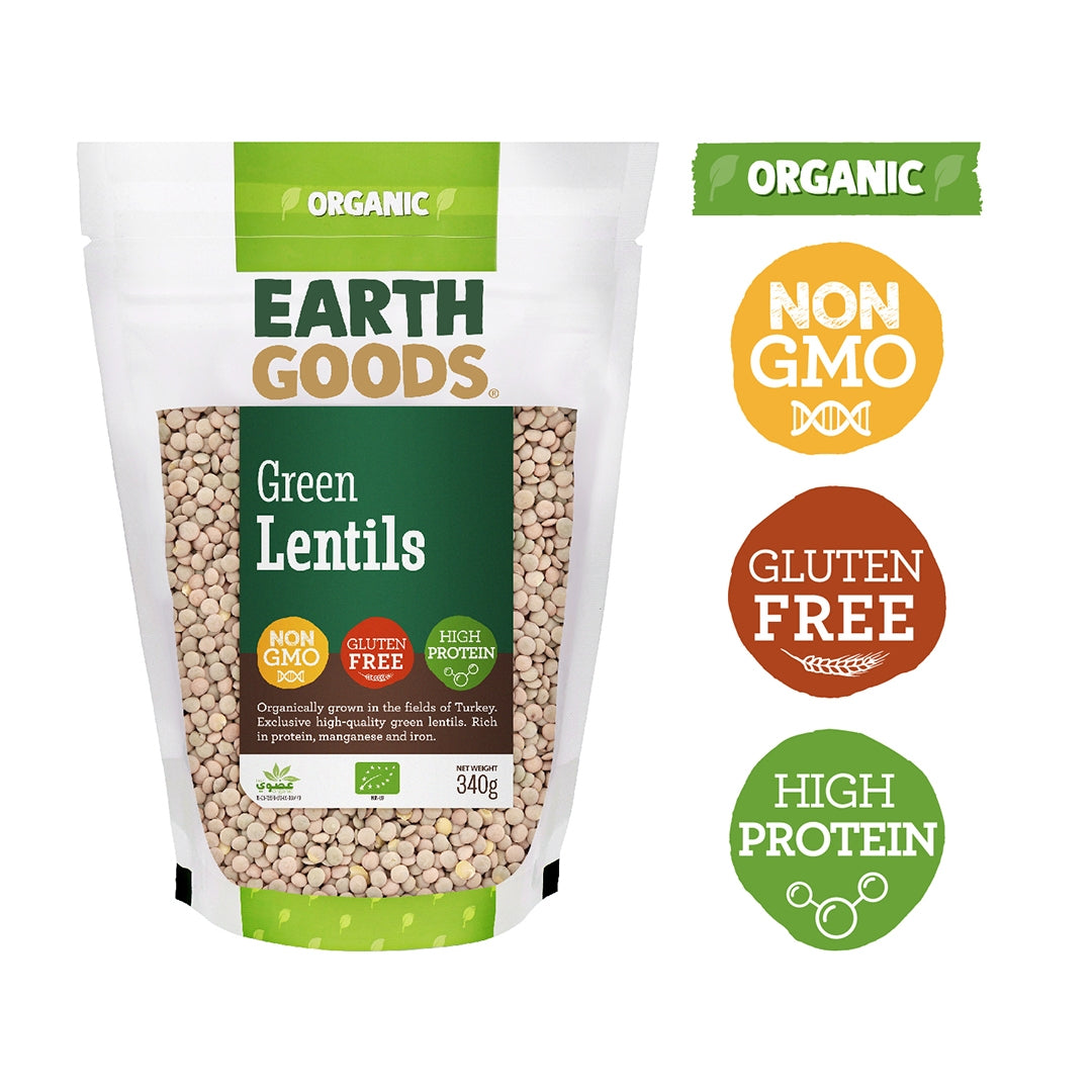 EARTH GOODS Organic Green Lentils, 340g