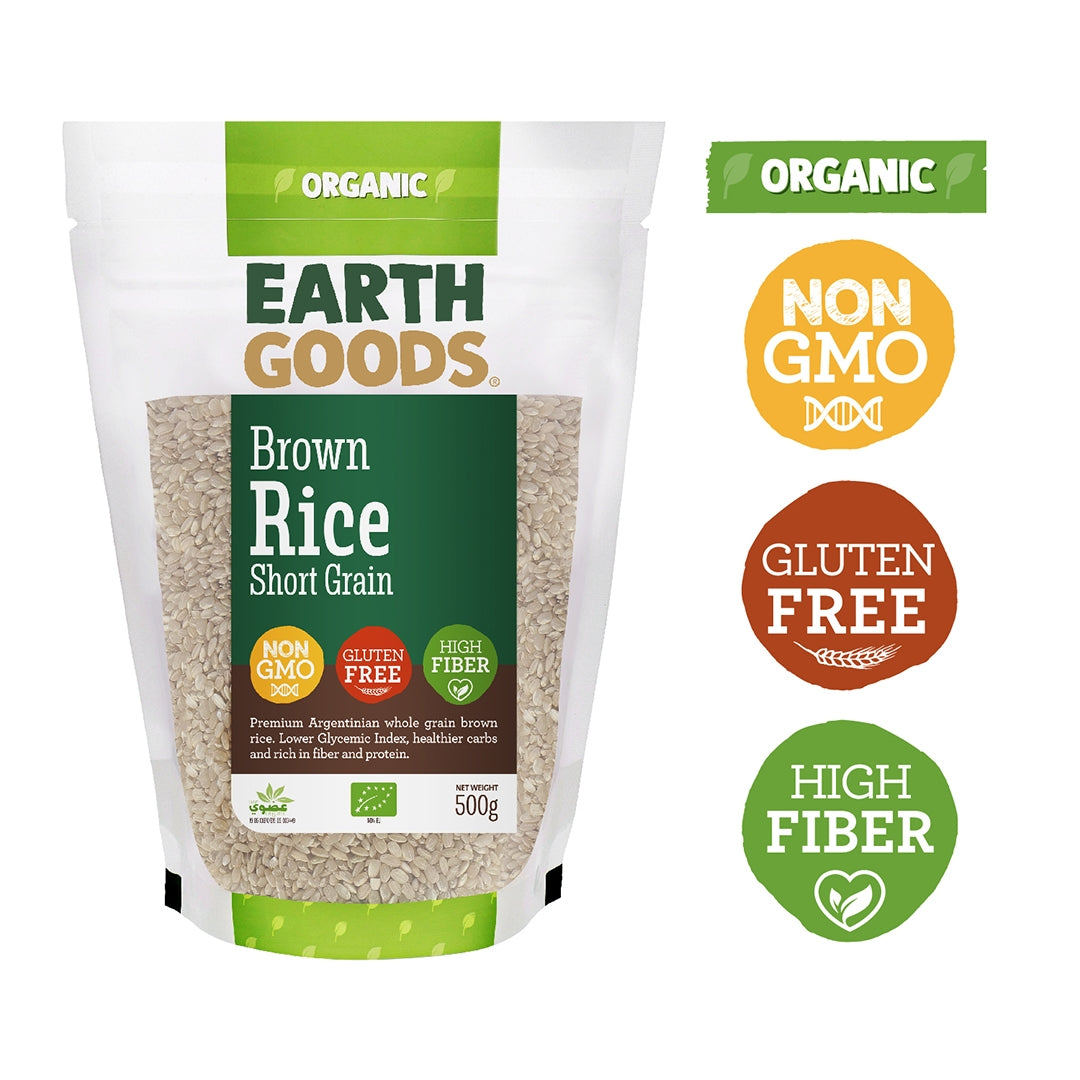 EARTH GOODS Organic Short Grain Brown Rice, 500g