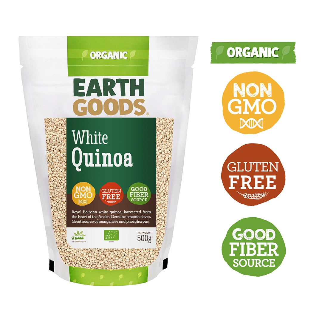 EARTH GOODS Organic White Quinoa, 500g - Organic, Vegan, Gluten Free, Non GMO