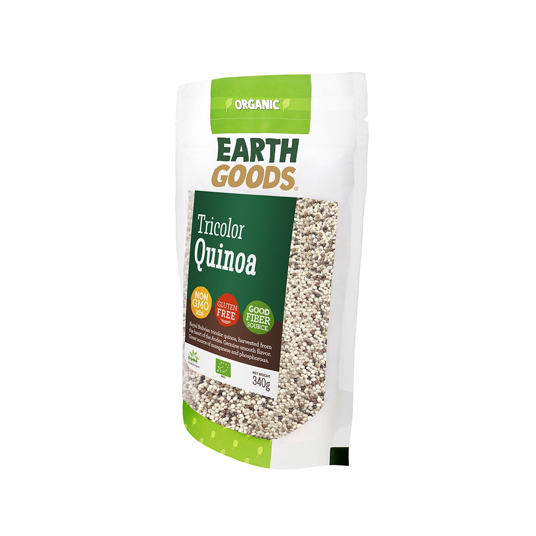 EARTH GOODS Organic Tricolor Quinoa, 340g - Organic, Vegan, Gluten Free, Non GMO
