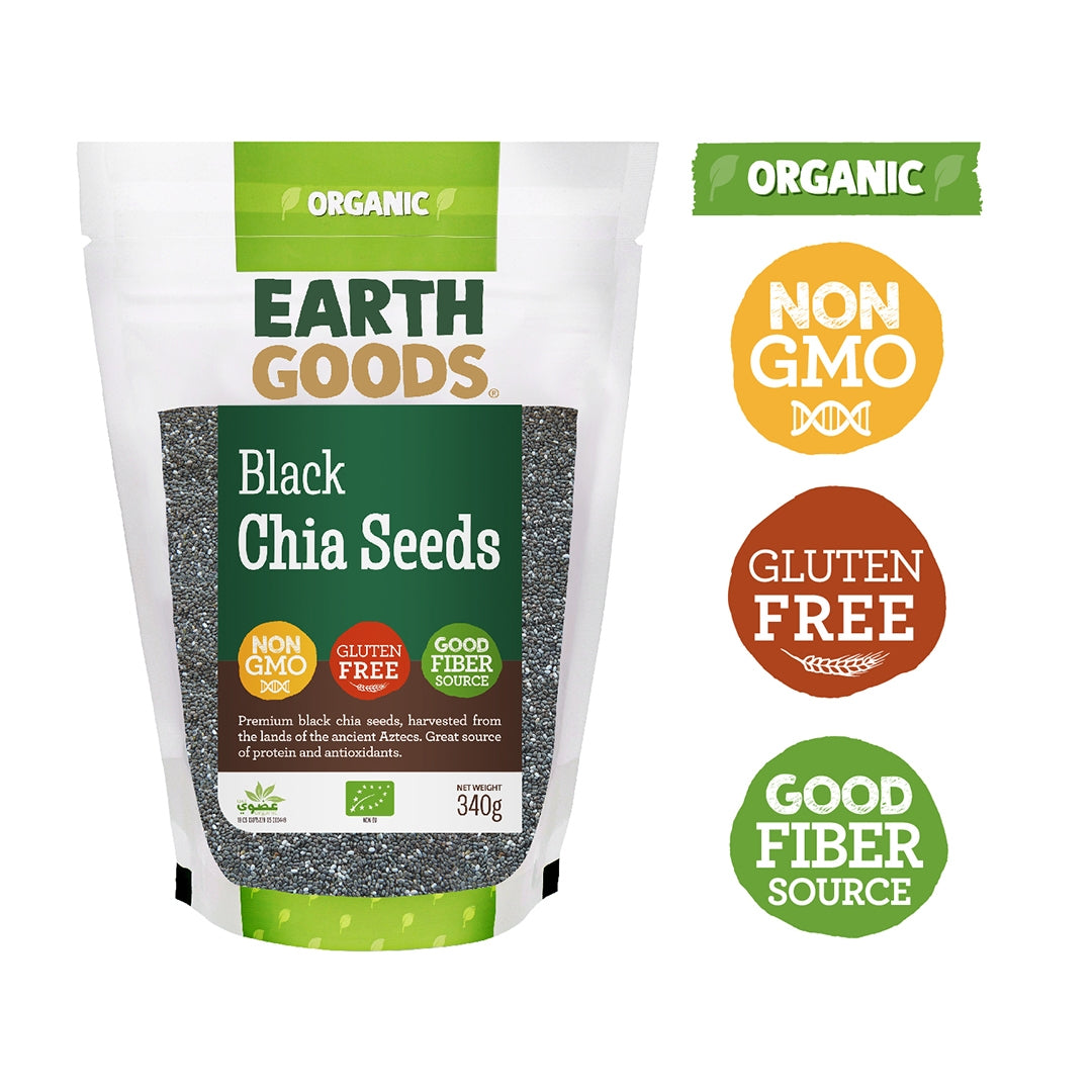 EARTH GOODS Organic Black Chia Seeds, 340g