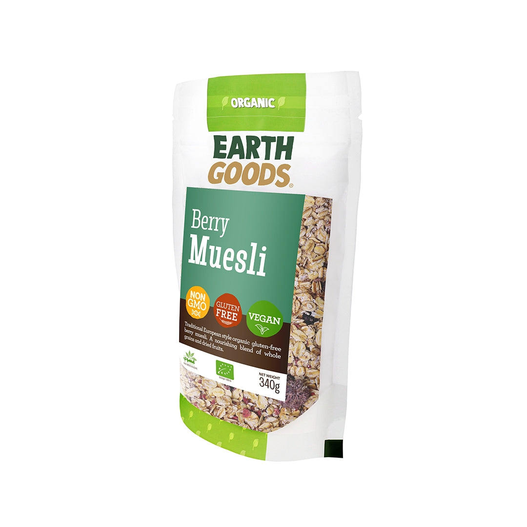 EARTH GOODS Organic Berry Muesli, 340g - Organic, Vegan, Non-GMO, Gluten-free