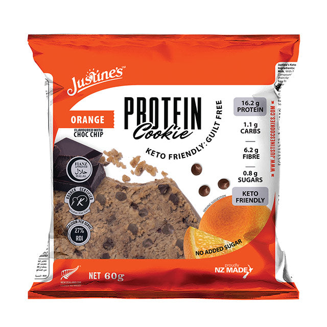 JUSTINE Orange Choco Chip Protein Cookie, 60g