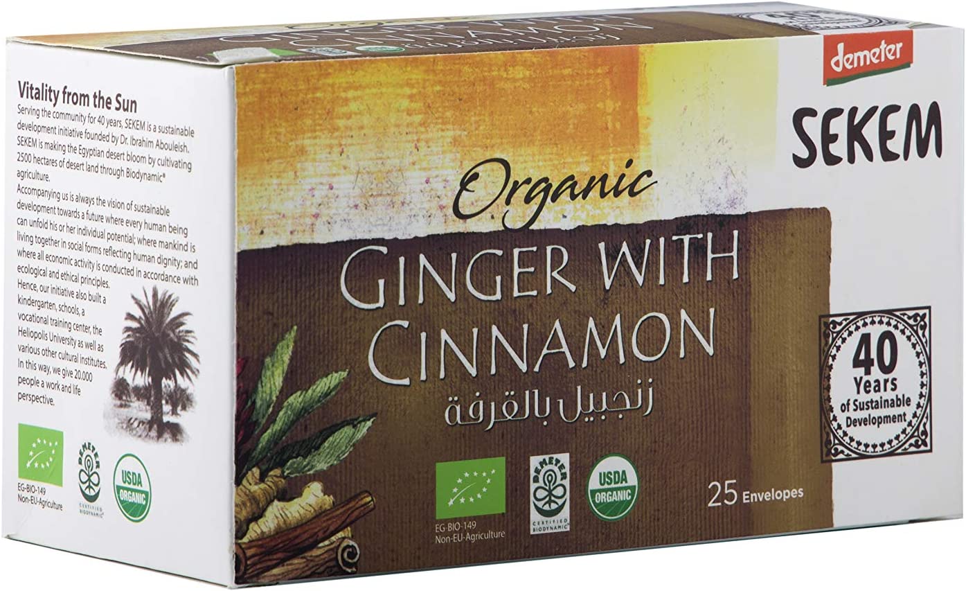 SEKEM Organic Ginger with Cinnamon 25 Teabags, 50g