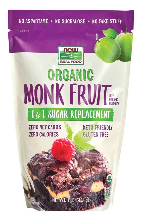 NOW FOODS Organic Monk Fruit with Erythritol 1-to-1 Sugar Replacement, 454g