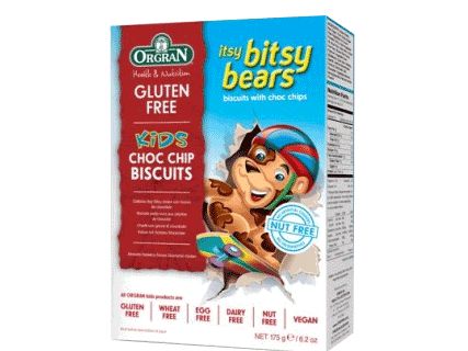 ORGRAN Itsy Bitsy Bears Choc Chip Cookies Biscuits, 175g
