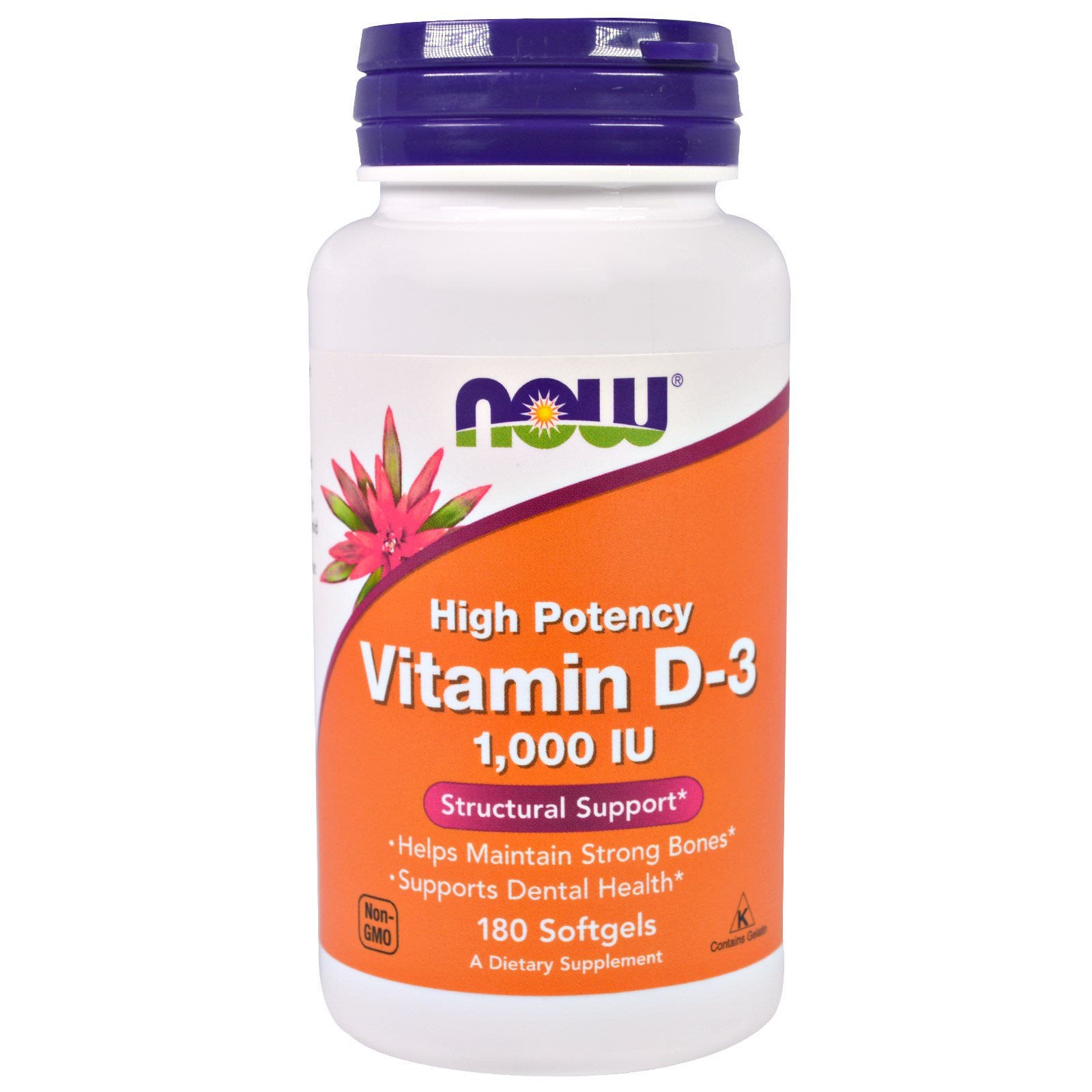 NOW Vitamin D-1000 IU, 180 Softgels