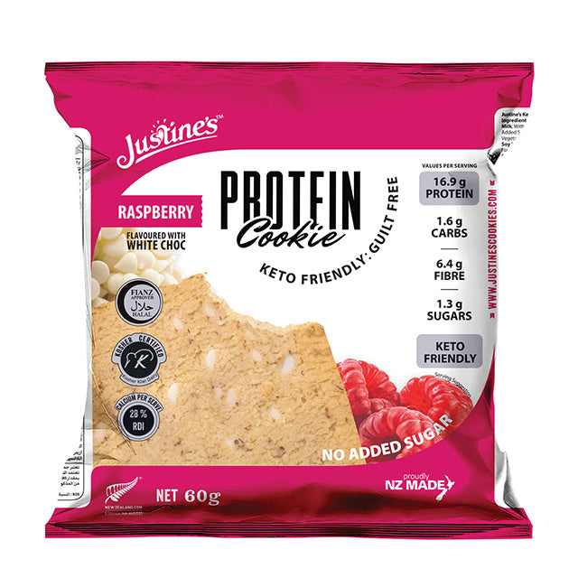 JUSTINE'S Raspberry White Choco Protein Cookie, 60g