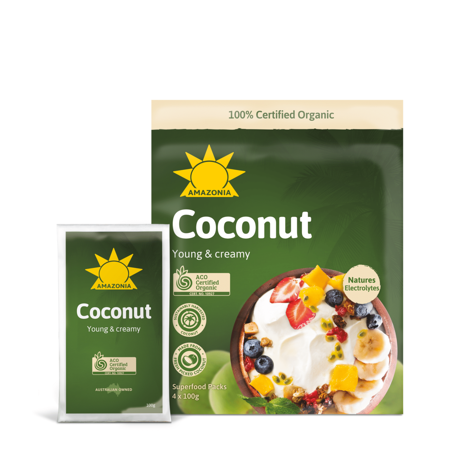 AMAZONIA Young & Creamy Coconut Puree, 4Kg - Pack of 40