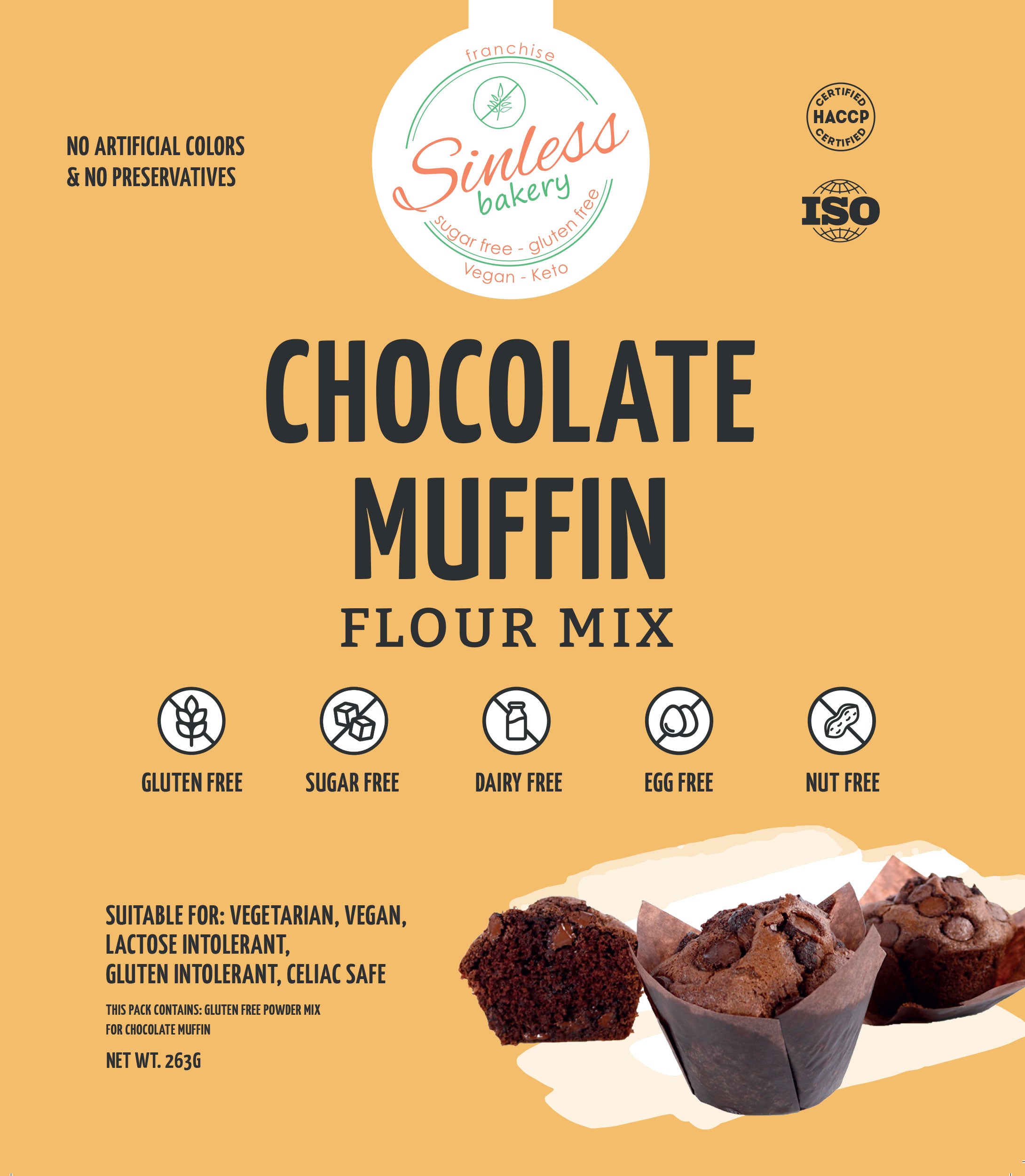 SINLESS BAKERY Chocolate Muffin Flour Mix , 263g