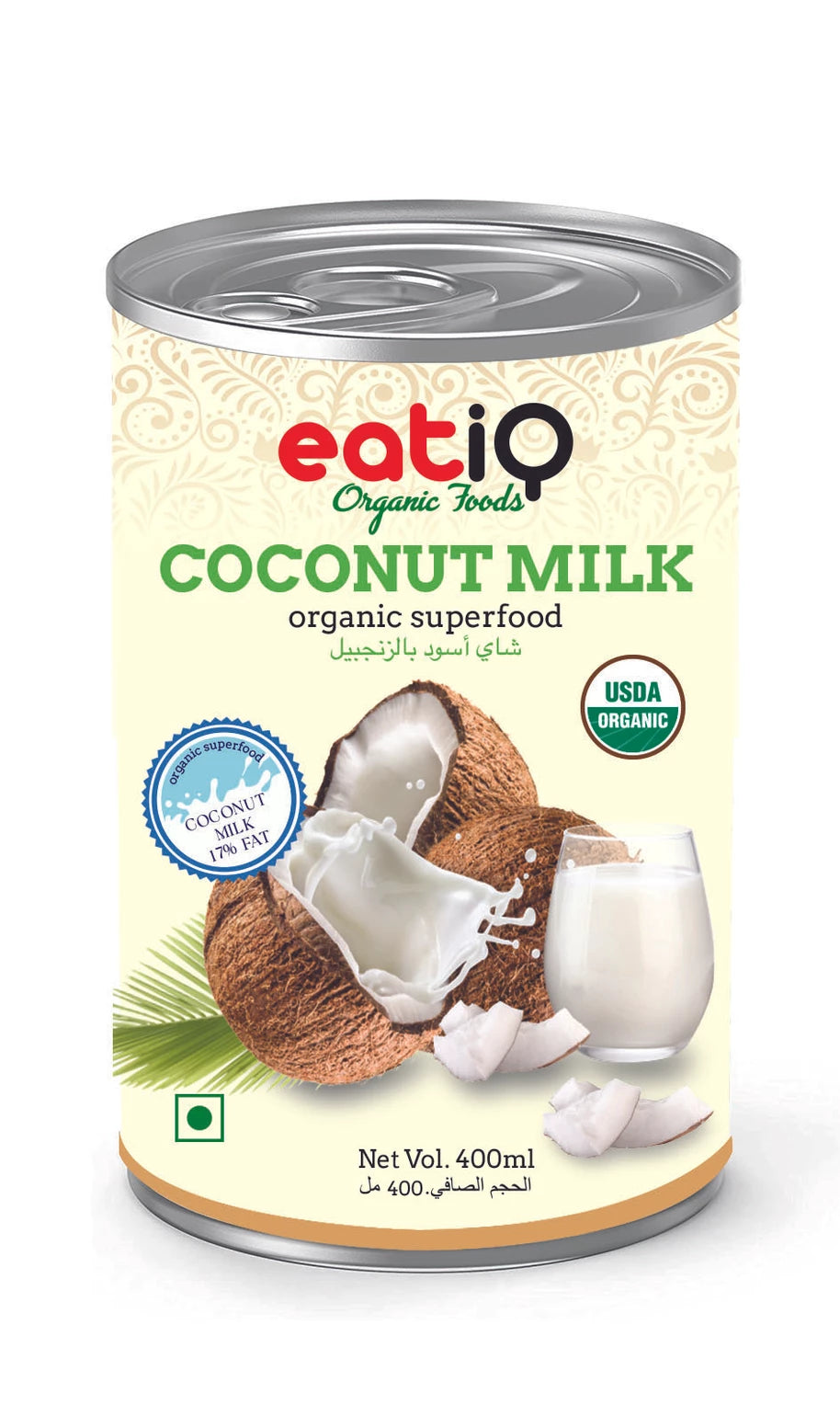 EATIQ ORGANIC FOODS Organic Coconut Milk 17% Fat, 400ml
