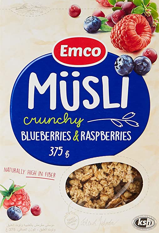 EMCO Crunchy Muesli With Blueberry And Raspberry, 375g