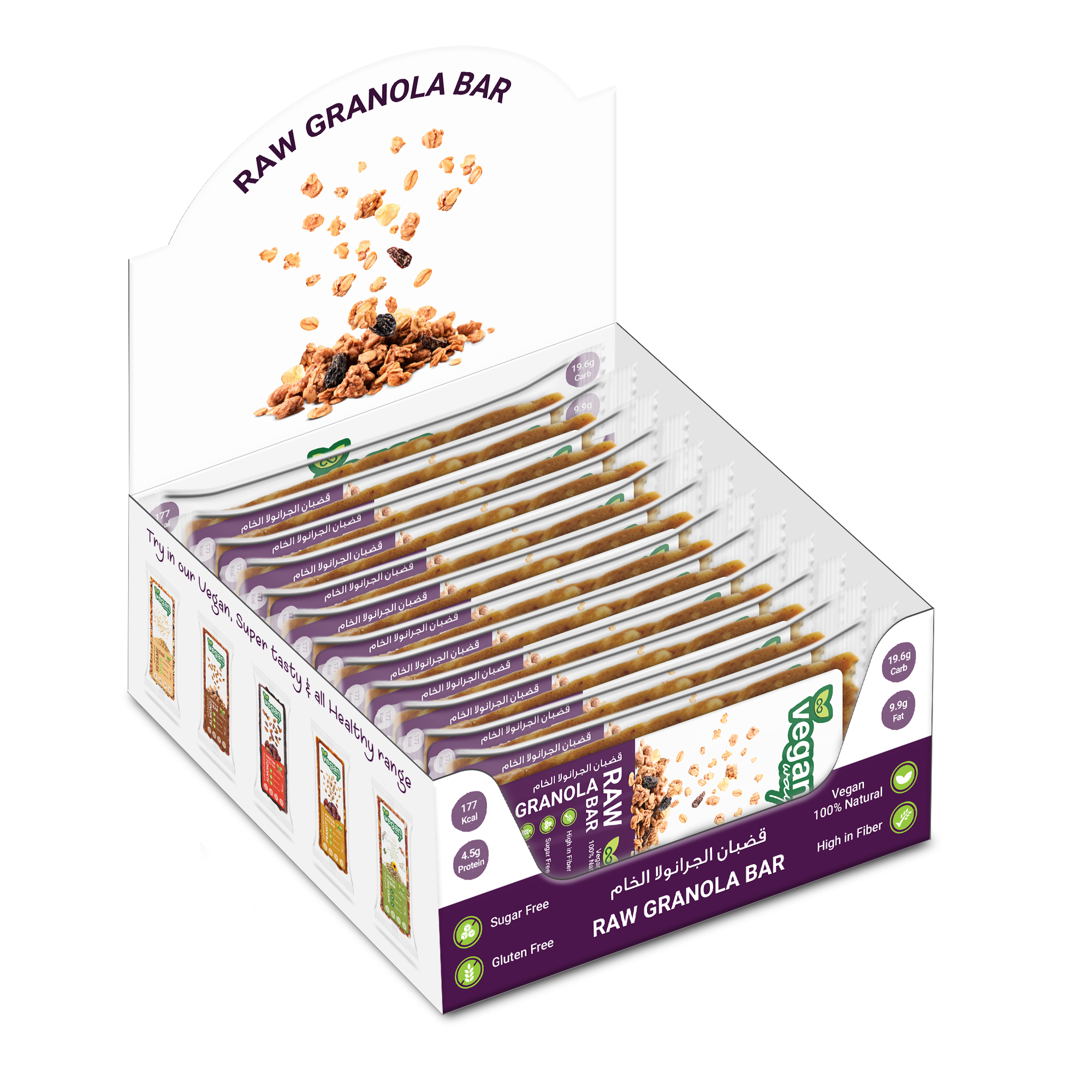 VEGAN WAY Raw Granola Bar, Pack of 12 Pcs (40g each) - Vegan, Gluten Free, Non GMO