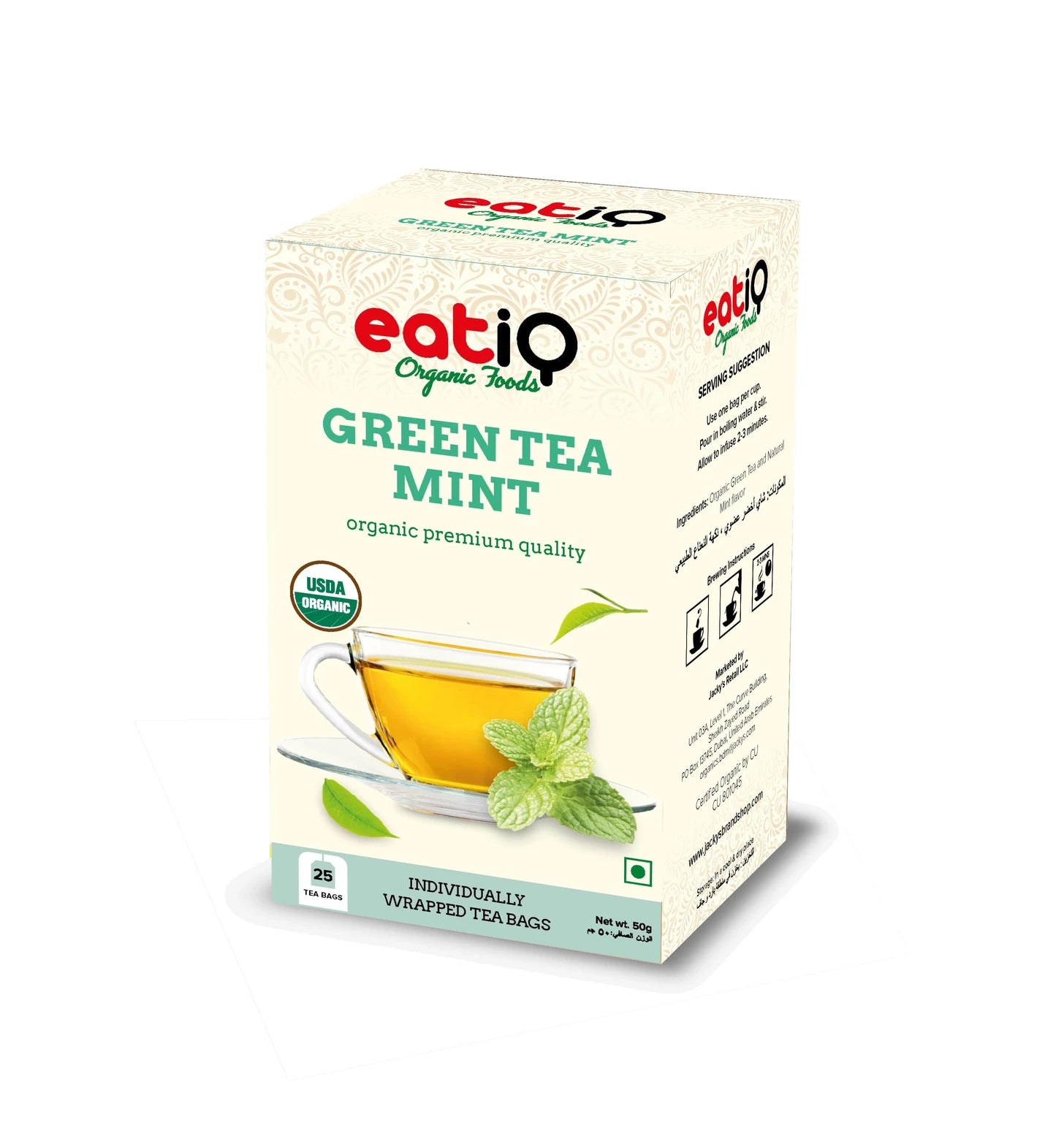 EATIQ ORGANIC FOODS Green Tea Mint, 50g