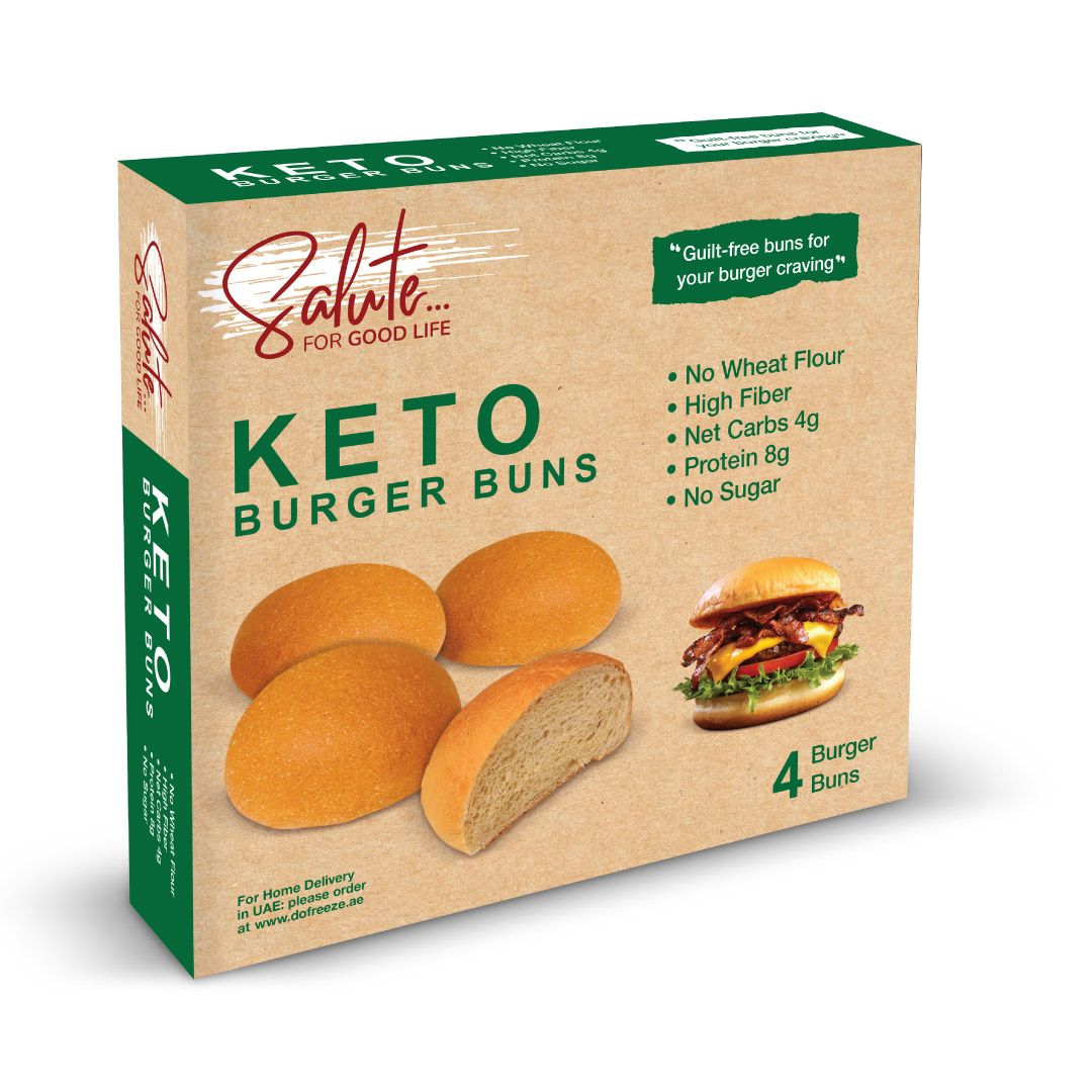 SALUTE Keto Burger Buns, 200g - Pack Of 4, Keto-friendly