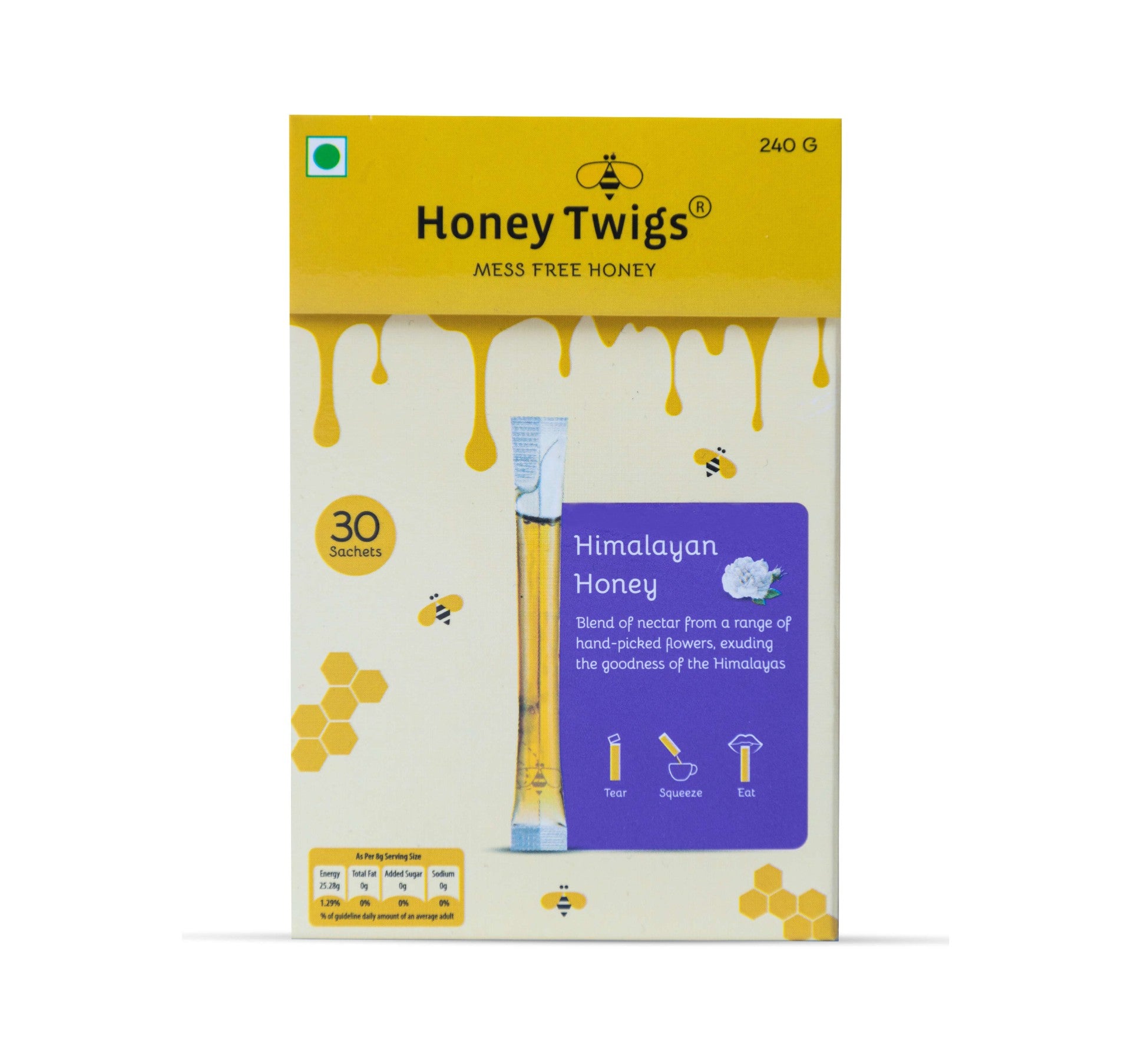 HONEY TWIGS Himalayan Honey, 240g - Pack of 30 Sachets