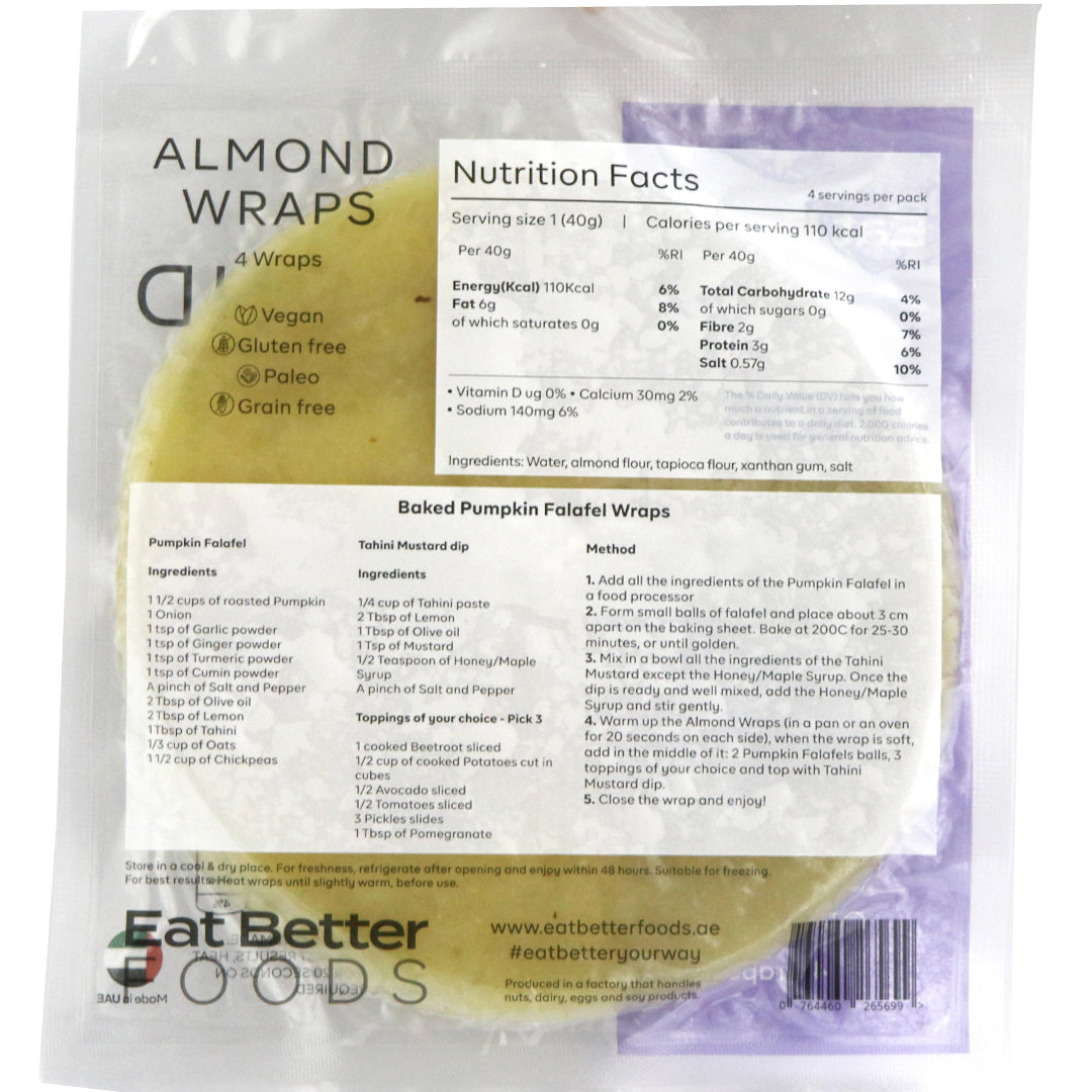 EAT BETTER FOODS Original Almond Wraps, Pack of 4 Wraps