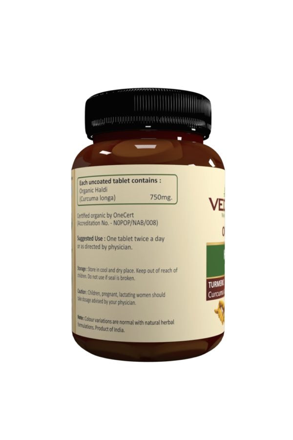 VEDAONE Organic Turmeric Caplets, 60 Tablets