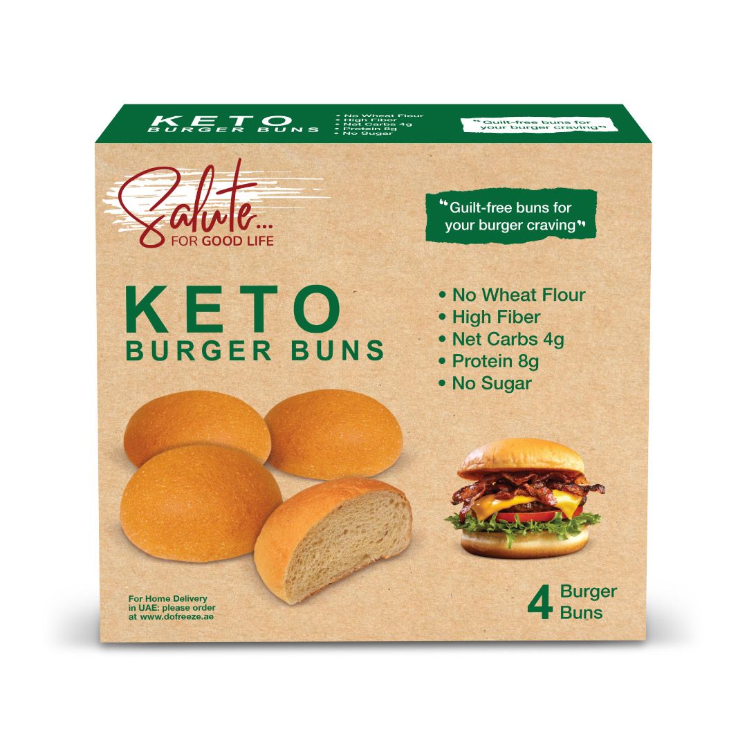 SALUTE Keto Burger Buns, 200g - Pack Of 4, Keto-friendly