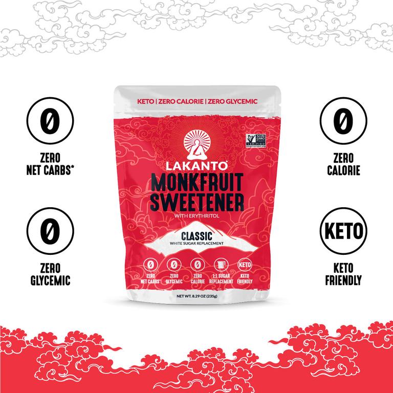 LAKANTO Monkfruit Sweetener with Erythritol, Classic, 235g - Vegan, Keto Friendly, Gluten Free, Non GMO