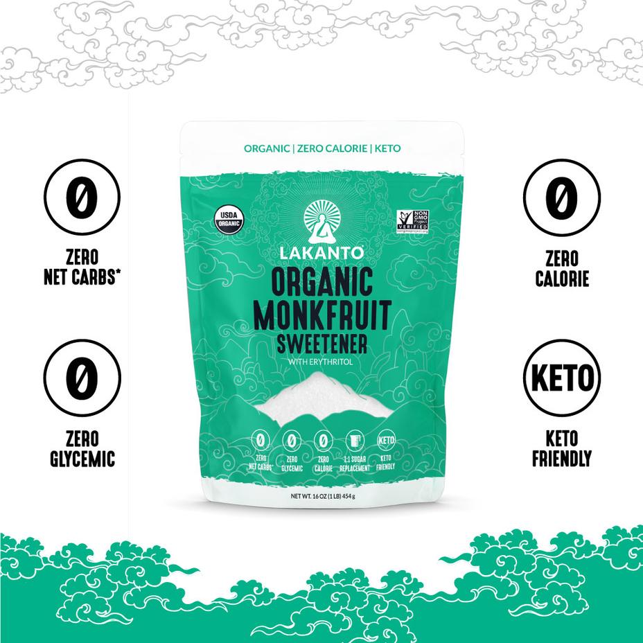 LAKANTO Organic Monkfruit Sweetener with Erythritol, 454g