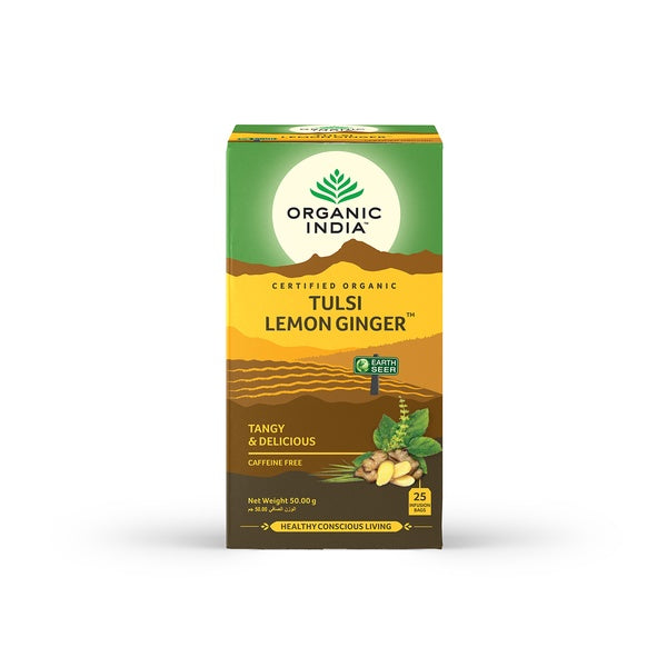 ORGANIC INDIA Tulsi Lemon Ginger Tea, 50g - Pack of 25 Sachets