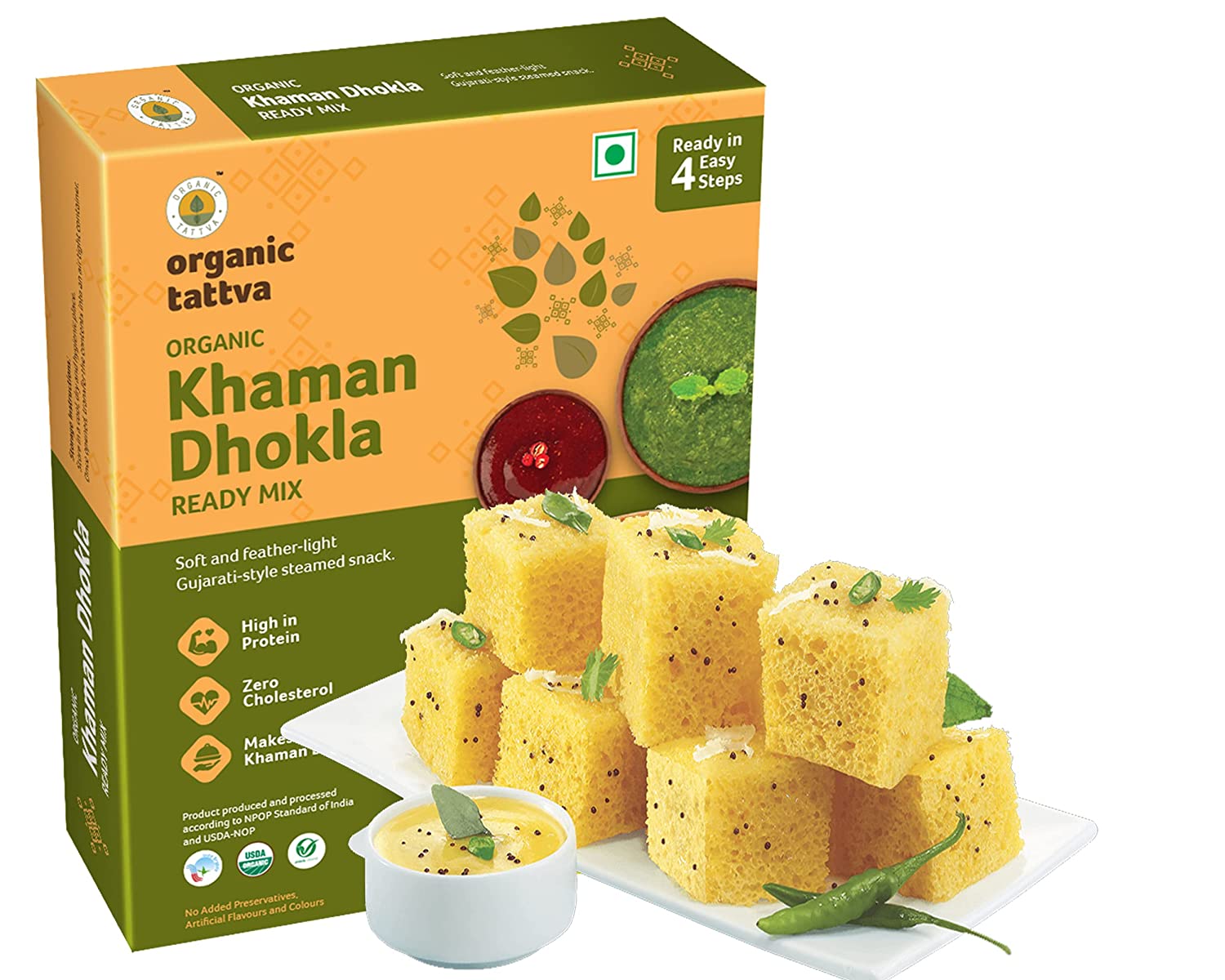 ORGANIC TATTAVA Organic Khaman Dhokla Ready Mix, 200g - Organic, Vegan