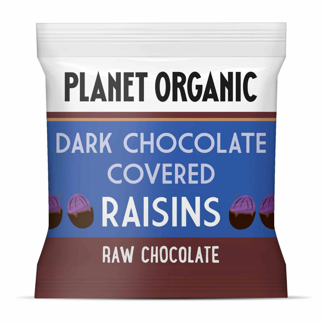 PLANET ORGANIC Raw Chocolate Covered Raisins, 40g