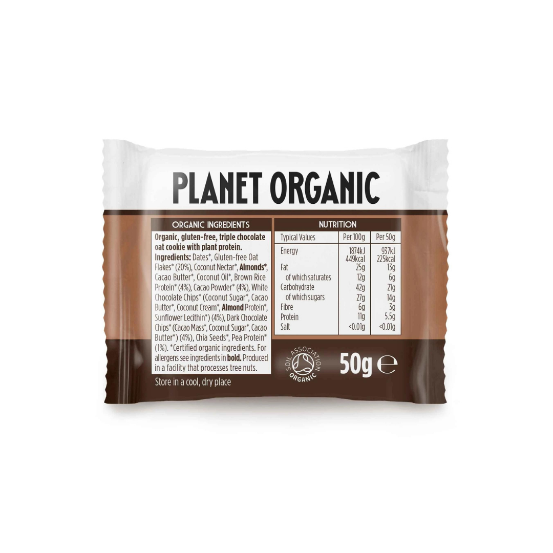 PLANET ORGANIC Triple Chocolate Protein Cookie, 50g