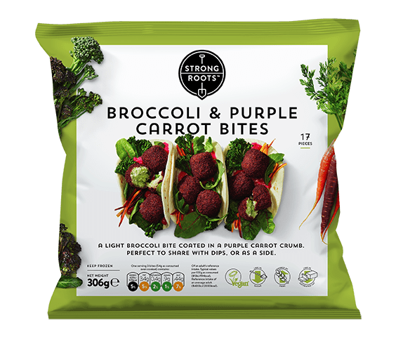 STRONG ROOTS Broccoli & Purple Carrot Bites, 306g
