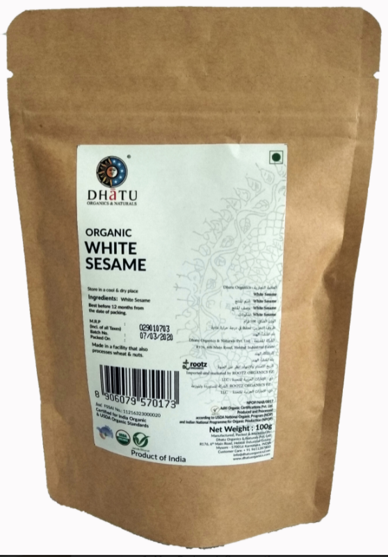 DHATU Organic White Sesame, 100g
