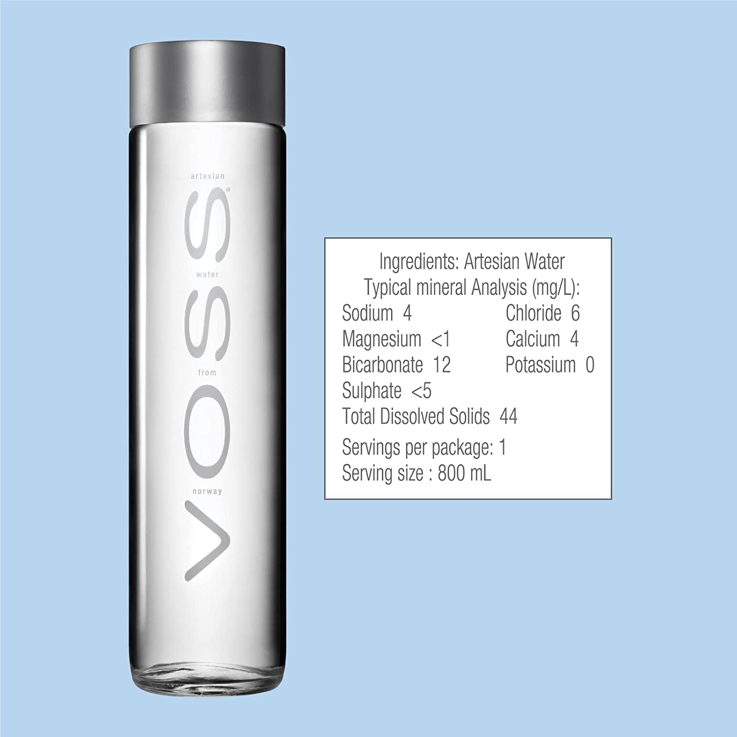 VOSS Artesian Still Water, 800ml - Case of 12 Glass Bottles