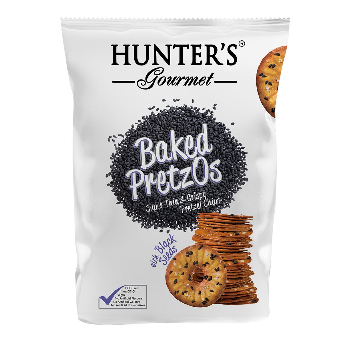 HUNTER'S GOURMET Baked Pretzos - with Black Seeds, 180g