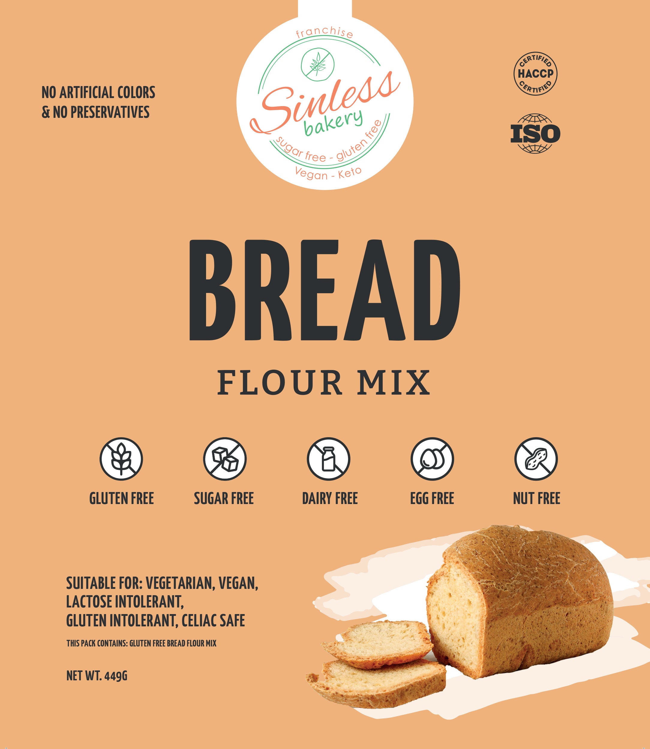 SINLESS BAKERY Bread Flour Mix, 449g