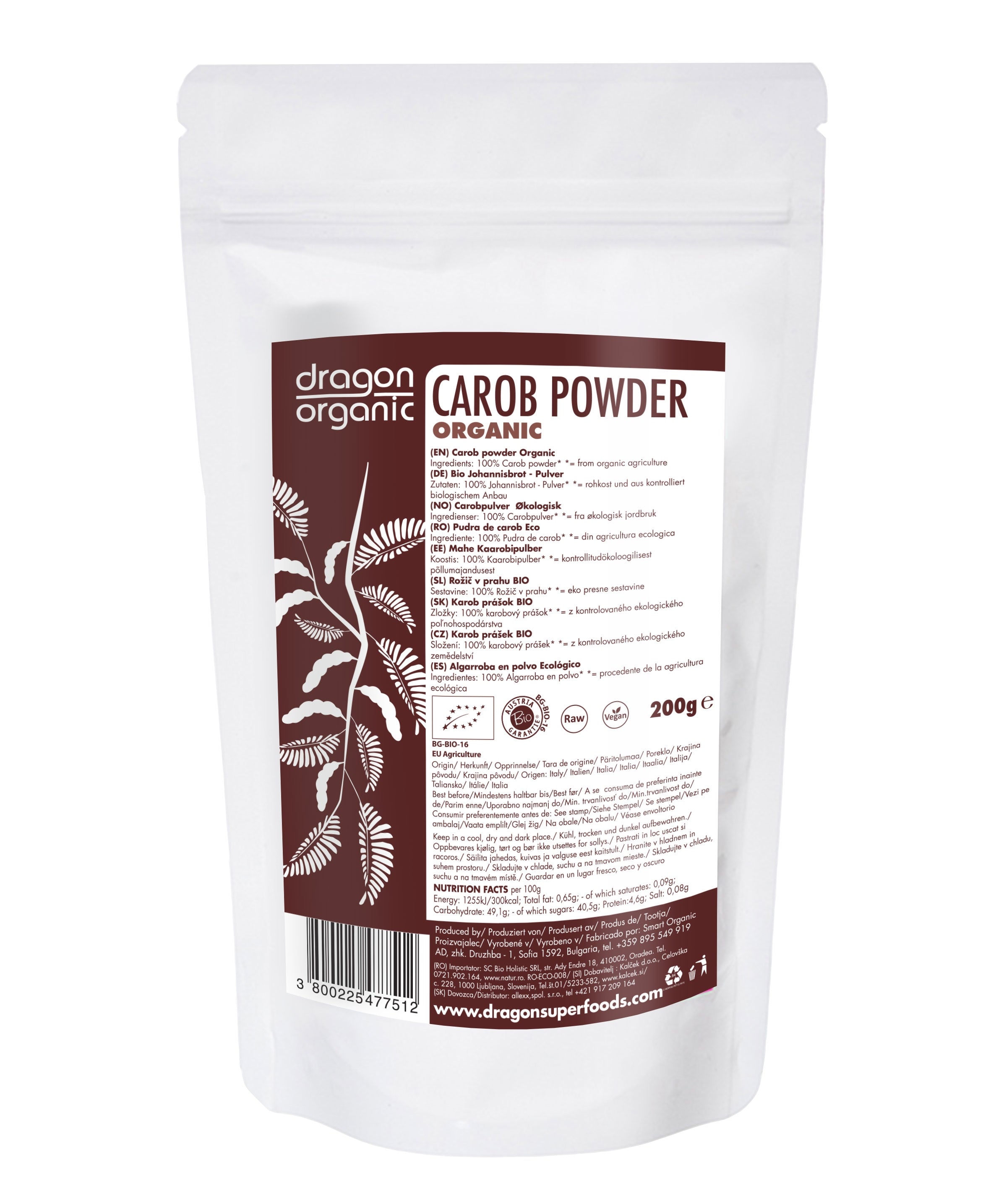 DRAGON SUPERFOODS Carob Powder, 200g