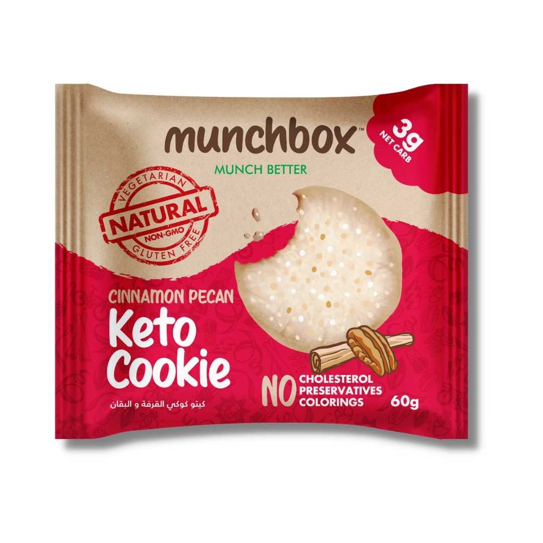 MUNCH BOX Cinnamon Pecan Keto Cookie, 60g, Keto, Non Gmo, Gluten free, Sugar free