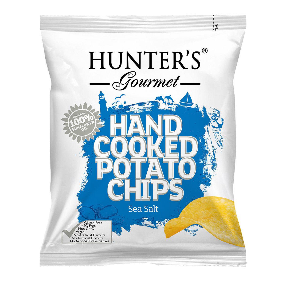 HUNTER'S GOURMET Hand Cooked Potato Chips - Sea Salt, 40g