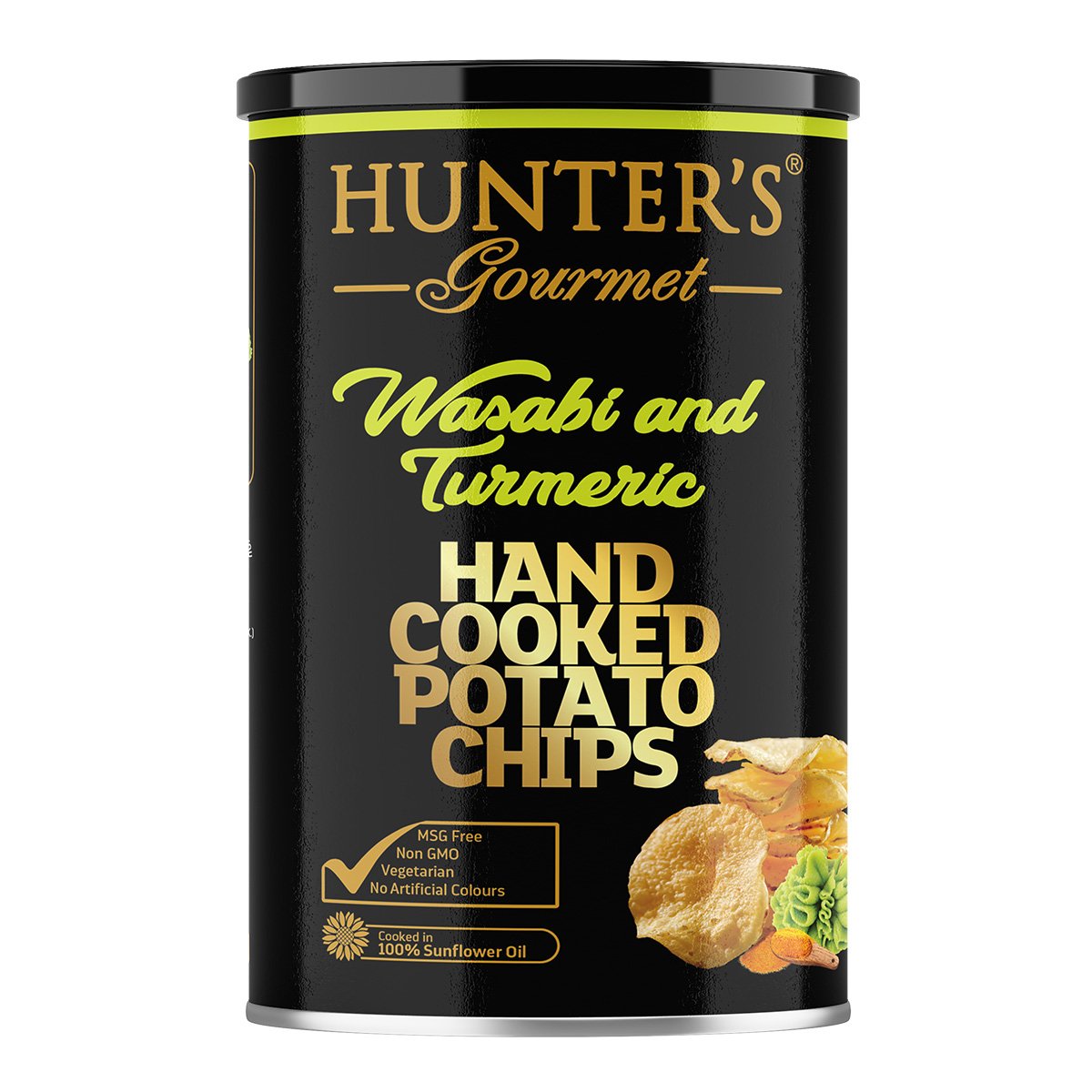 HUNTER'S GOURMET Hand Cooked Potato Chips Wasabi and Turmeric,150g