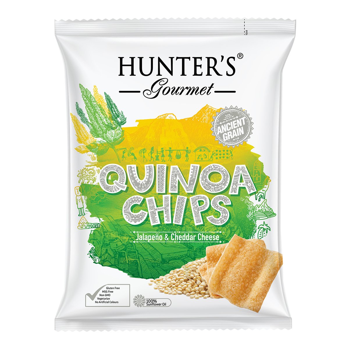 HUNTER'S GOURMET Jalapeno & Cheddar Cheese Quinoa Chips, 75g